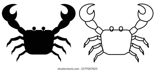 Crab icon, crab vector icon. Stone crab flat icon. Sea crab silhouette isolated. Vector illustration. Isolated in white background