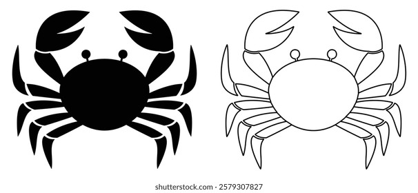 Crab icon, crab vector icon. Stone crab flat icon. Sea crab silhouette isolated. Vector illustration. Isolated in white background