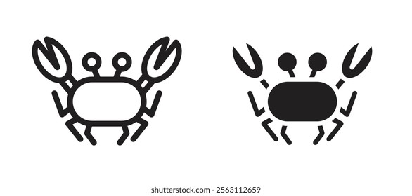 Crab icons in black line and filled versions