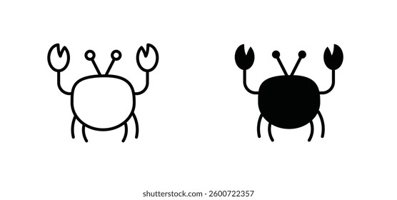 Crab icons set for apps and web ui designs. simple isolated graphics.