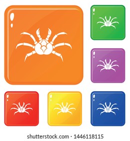 Crab icons set collection vector 6 color isolated on white background
