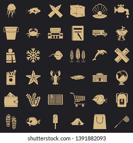 Crab icons set. Simple style of 36 crab vector icons for web for any design