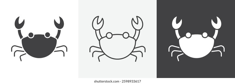 Crab icons in Thin line black color. flat simple vector symbols illustration.