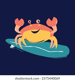 crab illustration for apparel, icon, patch, badge, greetings 