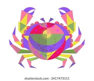 Crab illustration, polygonal bright vector