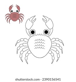 Crab illustration suitable for coloring, examples of marine animals, background