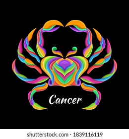 crab illustration for the zodiac symbol. colorful or popart style. for clothing and poster design.