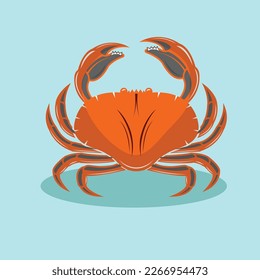 Crab isolated on blue background. Vector eps 10.