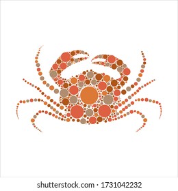 Crab isolated on a white background. Vector cartoon abstract illustration, circles shape.