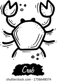 Crab isolated on white background. Vintage black vector engraving illustration. Hand drawn in a graphic style.