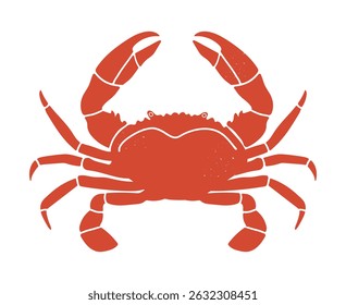 Crab isolated on white background. Crab closeup. Vector.