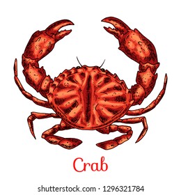 Crab isolated vector color sketch icon.