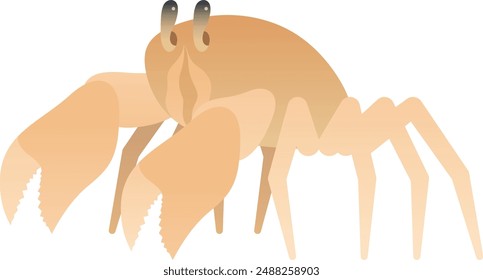Crab isolated. Water vector illustration of crawling, walking arthropod. Sea underwater animal color clip art.