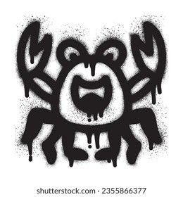 Crab kawaii graffiti with black spray paint