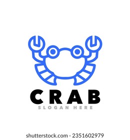 Crab line art design template logo