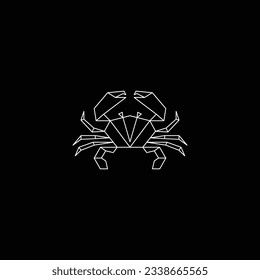 Crab line art logo vector icon design template