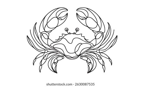 ilustração do vetor da silhueta da arte da linha do caranguejo