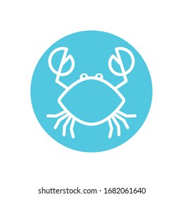 crab line block style icon design Sea life ecosystem fauna ocean underwater water nature marine tropical theme Vector illustration