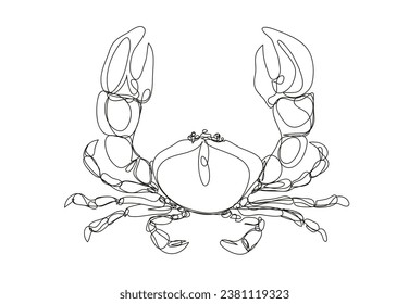 Crab line drawing, Continuous line art, vector illustration