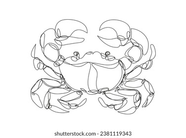 Crab line drawing, Continuous line art, vector illustration