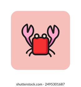 Crab line icon. Crustaceans, claw, shell. Seafood concept. Can be used for topics like shellfish, wildlife, beach, sea food market