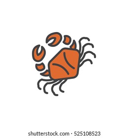 Crab line icon, filled outline vector sign, linear colorful pictogram isolated on white. logo illustration