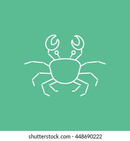 Crab Line Icon On Green Background