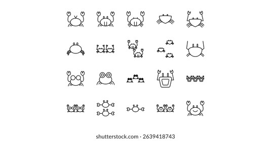 crab line icon pack illustration