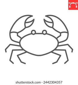 Crab line icon, seafood and fish, crab vector icon, vector graphics, editable stroke outline sign, eps 10.