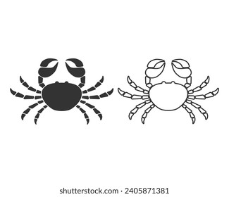 Crab line icon set vector illustration sign
