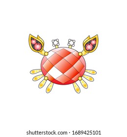 crab Line Icon vector illustration brooch or pendant jewelry drawing design outline eps10