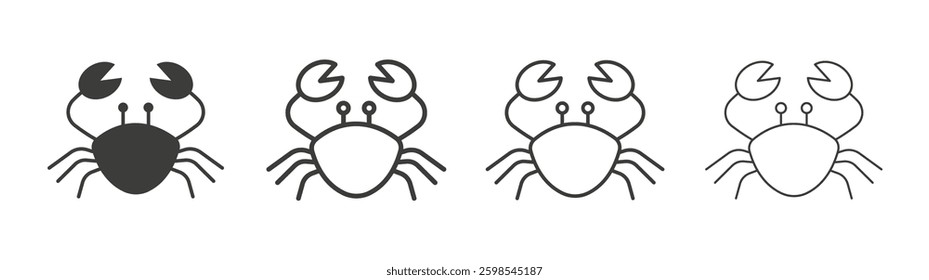 Crab line icon vector illustration set.