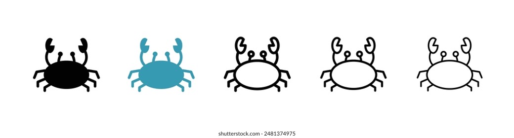 Crab line icon vector set.