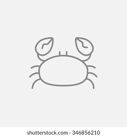 Crab line icon for web, mobile and infographics. Vector dark grey icon isolated on light grey background.