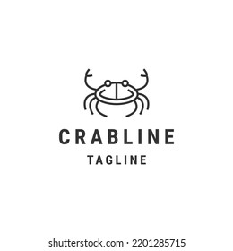 Crab line logo design template flat vector