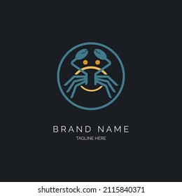 crab line logo template design vector for brand or company and other