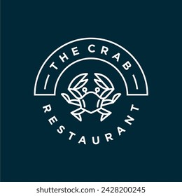 crab line restaurant hipster logo. modern seafood restaurant concept logo design. simple crab luxury cafe design