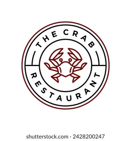 crab line restaurant hipster logo. modern seafood restaurant concept logo design. simple crab luxury cafe design