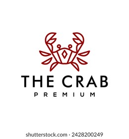 crab line restaurant hipster logo. modern seafood restaurant concept logo design. simple crab luxury cafe design