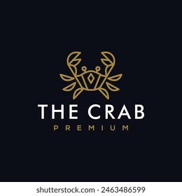 Crab Line Restaurant Hipster Logo. Modernes Seafood Restaurant Konzept Logo Design. Einfaches Crab Luxus Cafe Design