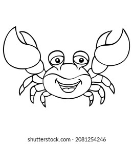 crab line vector illustration,isolated on white background,top view