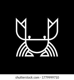 Lineares Logo-Design von Krebsen. Seafood-Monogramm-Symbol, Vektorgrafik.