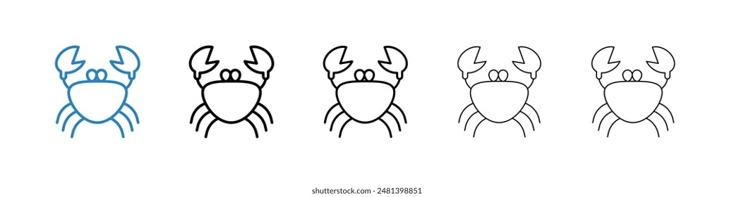 Crab liner icon vector set.