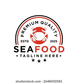 Crab lagosta frutos do mar luxo vintage logotipo design. Emblema de vetor de frutos do mar, modelo. Ilustração vetorial em estilo minimalista