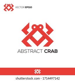 crab logo with abstract style in red, very suitable for shop logo, brand crab, company crab, restaurant sea food etc.