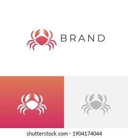 Crab logo. Abstract stylized crab icon. Sea food logotype. Vector illustration.