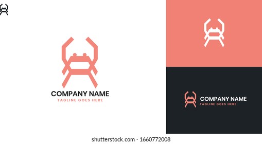 Crab Logo - All elements on this template are editable with vector software
