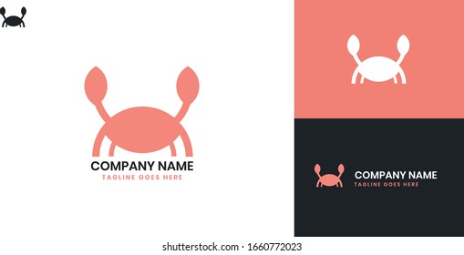 Crab Logo - All elements on this template are editable with vector software