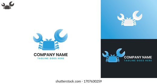 Crab Logo - All elements on this template are editable with vector software