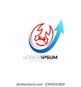 Crab logo with arrow design vector, crab and arrow, up
